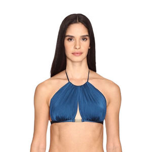 NWT Agent Provocateur Tania Sheen Halter Bikini Top Blue Women Size Large